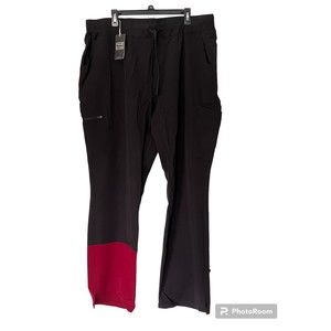 Pledge 5 Black Burgundy Colorblock Jogger Scrub Nursing Medical Pants sz 4XL NEW